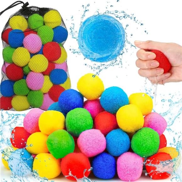 60pcs Reusable Water Balls - Fun Outdoor Water Toys for Kids - Perfect for Beach